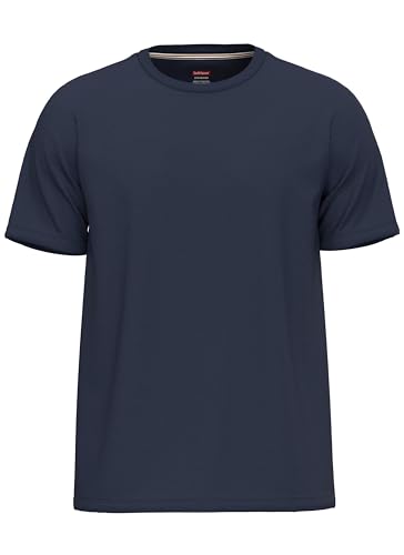 SoftSpun 2er-Pack T-Shirts für Herren, 100 % Baumwolle, einfarbig, Rundhalsausschnitt, Herren-T-Shirts, Multipack, Lieferumfang: 1 x Marineblau, L von SoftSpun