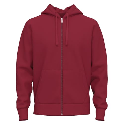 SoftSpun Zip Up Hoodies for Men UK | 100% Terry Cotton Mens Hoodies Zip up Year-Round | Mercerised Premium Grade Zipped Hoodie Red von SoftSpun