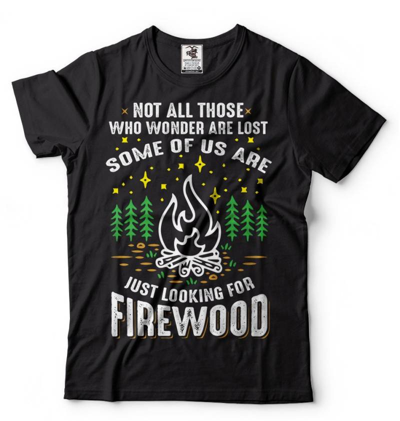 Camping T-Shirt Camper Bequemes Campings-Shirt Nicht Alle, Die Sich Fragen, Sind Verloren Brennholz Urlaub von SoftStyleTees