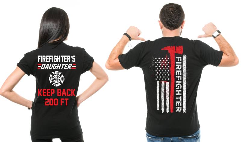 Feuerwehrmann-T-Shirts, Paar-Vater-Tochter-T-Shirts, Feuerwehrmann-Geschenk Für Ihn, Lustiges Vater-Tochter-Paar-T-Shirt von SoftStyleTees