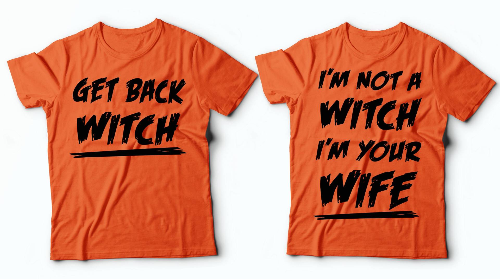 Halloween Paar Kostüme Lustige Hexe Shirt Mann Frau Paare T-Shirts von SoftStyleTees