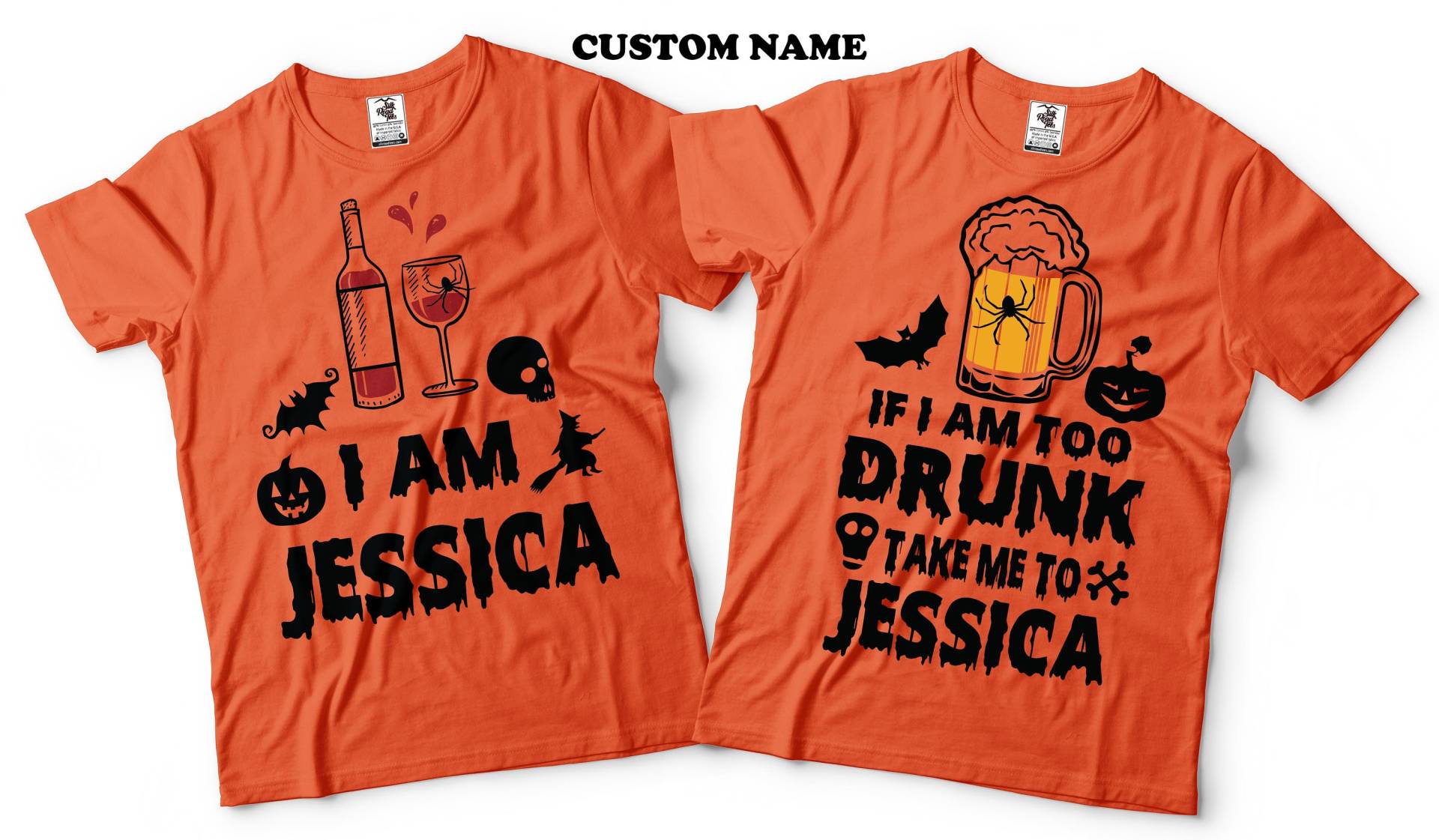 Halloween Trinken Hemden Benutzerdefinierte Namen Passende Kostüme Lustige T-Shirts Halloween-Party-Hemden Setzen Sie Ihren Eigenen von SoftStyleTees