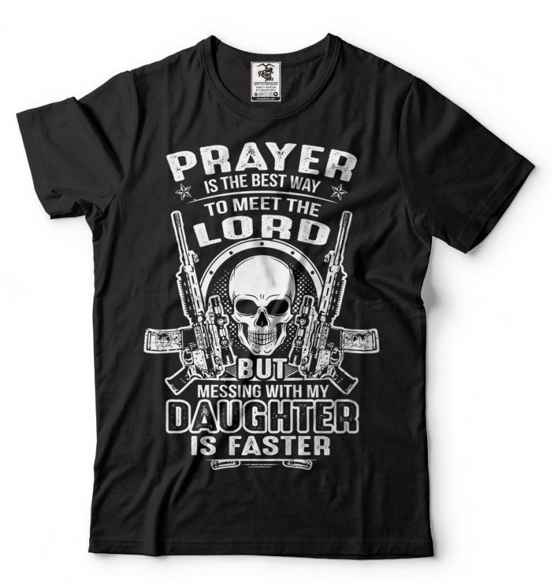 Leg Dich Mit Meiner Tochter An Und Triff Den Herrn T-Shirt Geschenk Für Papa Vatertagsgeschenkideen von SoftStyleTees