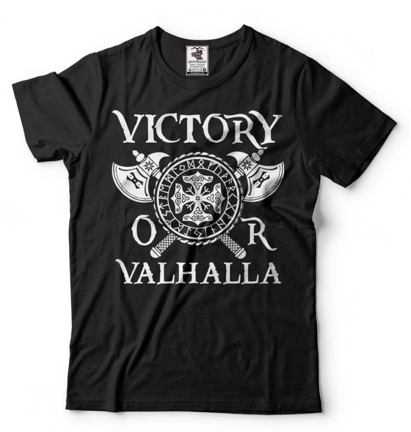 Sieg Oder Valhalla Viking T-Shirt Ragnar Odin Symbol von SoftStyleTees