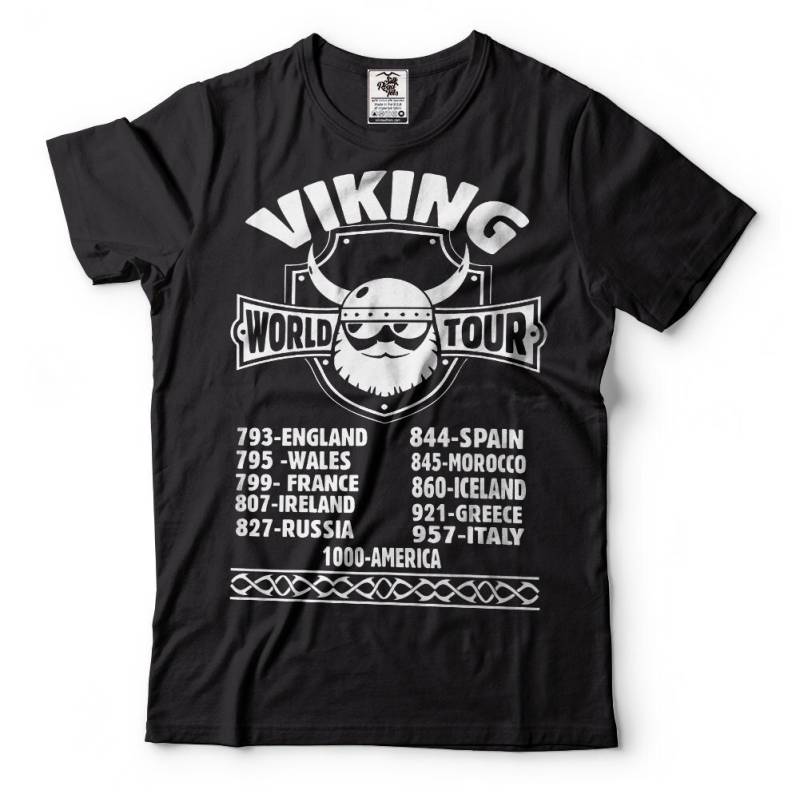 Viking World Tour T-Shirts Lustige Wikinger-T-Shirts Valhalla Norwegen T-Shirts Skandinavien Tees Odin Krieger von SoftStyleTees
