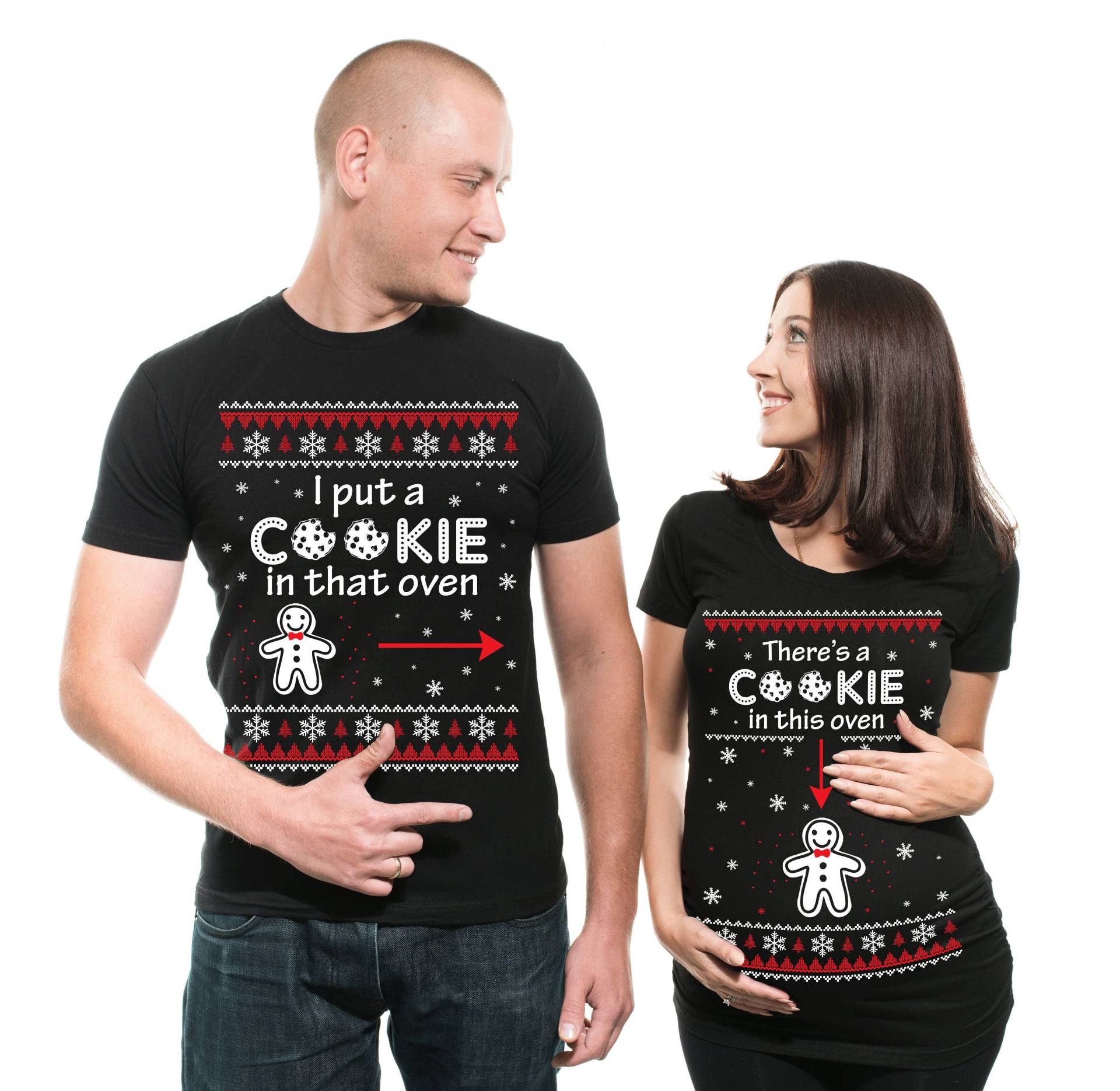 Weihnachten Mutterschaft T-Shirts Passenden Cookie Schwangerschaft Shirts Für Ankündigung von SoftStyleTees
