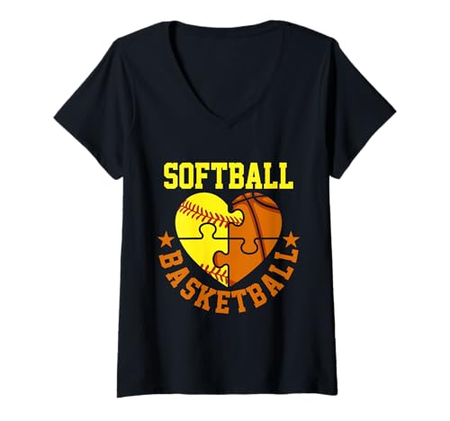 Damen Softball Basketball Lover Teen Gril Woman T-Shirt mit V-Ausschnitt Damen Softball Basketball Lover Teen Gril Woman T-Shirt mit V-Ausschnitt von Softball Basketball Gift Idea