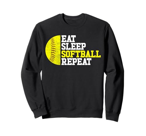 Eat Sleep Softball Repeat Fast Pitch Softball für Mädchen Sweatshirt von Softball Fanatic Co.