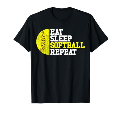 Eat Sleep Softball Repeat Fast Pitch Softball für Mädchen T-Shirt von Softball Fanatic Co.