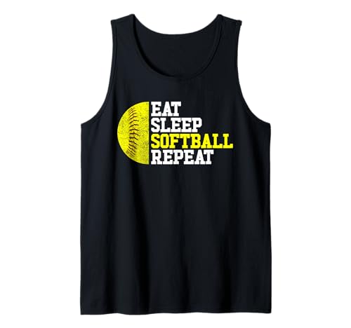 Eat Sleep Softball Repeat Fast Pitch Softball für Mädchen Tank Top von Softball Fanatic Co.