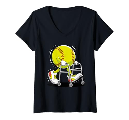 Damen Softball Spielerin im Ruhestand Werferin Softball Rentnerin T-Shirt mit V-Ausschnitt von Softball Gift For A Softballer