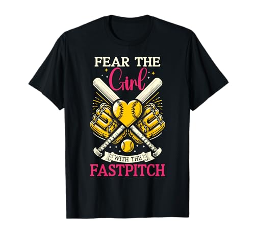 Fürchte das Mädchen mit dem Fastpitch Softball-Pitcher für Damen T-Shirt Fürchte das Mädchen mit dem Fastpitch Softball-Pitcher für Damen T-Shirt von Softball Girl Player Lover Softball Stuff Girls