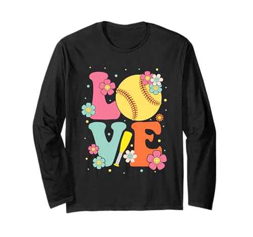 Cute Love Softball Heart Women Girls Softball Lover Langarmshirt Cute Love Softball Heart Women Girls Softball Lover Langarmshirt von Softball Lover Heart Idea