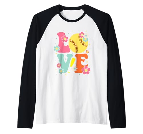 Cute Love Softball Heart Women Girls Softball Lover Raglan von Softball Lover Heart Idea