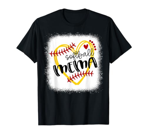 Personalisiertes Softball-Herz-T-Shirt Cute Mema Frauen Softball T-Shirt von Softball Matching Outfits Family Tee Gifts
