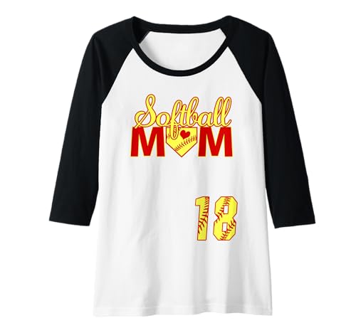 Damen Softball Mama Muttertag #18 Fastpitch Jersey Nummer 18 Raglan von Softball Mom Mother's Day Fastpitch Jersey Gifts