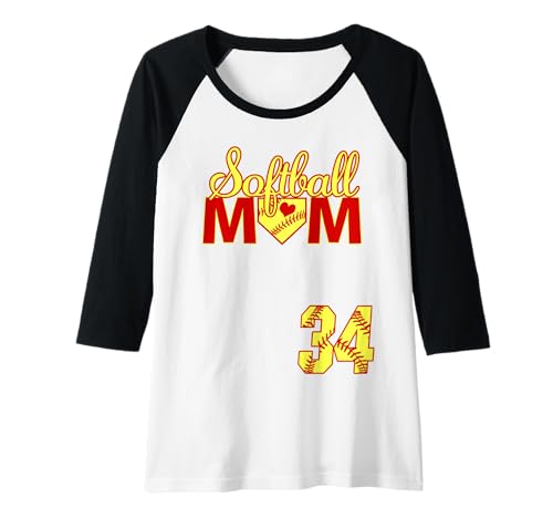 Damen Softball Mutter Muttertag #34 Fastpitch Trikot Nummer 34 Raglan von Softball Mom Mother's Day Fastpitch Jersey Gifts
