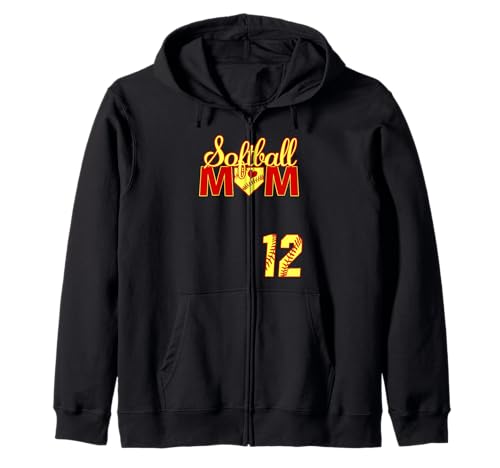 Softball Mama Muttertag #12 Fastpitch Jersey Nummer 12 Kapuzenjacke von Softball Mom Mother's Day Fastpitch Jersey Gifts