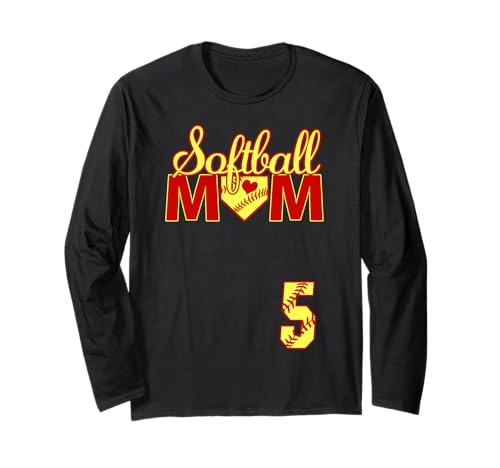 Softball Mama Muttertag #5 Fastpitch Jersey Nummer 5 Langarmshirt von Softball Mom Mother's Day Fastpitch Jersey Gifts