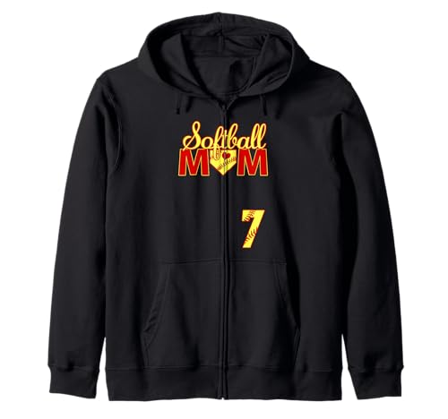 Softball Mama Muttertag #7 Fastpitch Trikot Nummer 7 Kapuzenjacke von Softball Mom Mother's Day Fastpitch Jersey Gifts