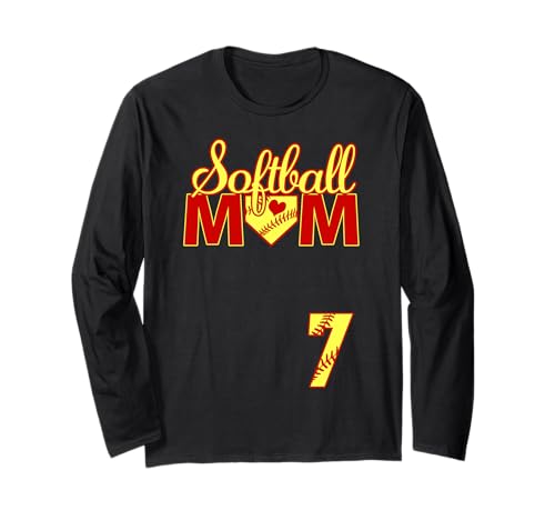Softball Mama Muttertag #7 Fastpitch Trikot Nummer 7 Langarmshirt von Softball Mom Mother's Day Fastpitch Jersey Gifts