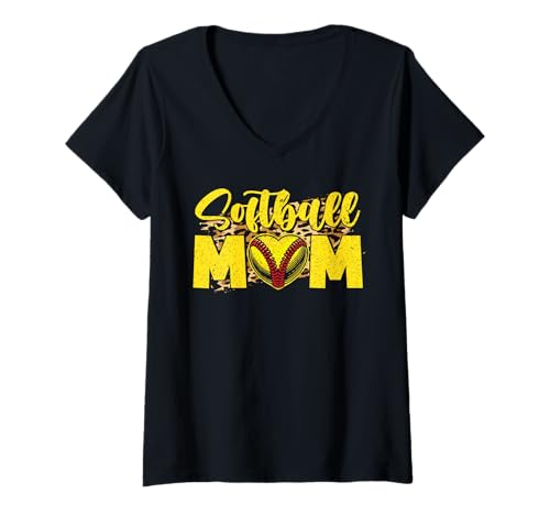 Damen Softball Mama Muttertag Softball Ball Frauen Softball Stuff T-Shirt mit V-Ausschnitt Damen Softball Mama Muttertag Softball Ball Frauen Softball Stuff T-Shirt mit V-Ausschnitt von Softball Mom Mother's Day Game Day Mommy Gifts