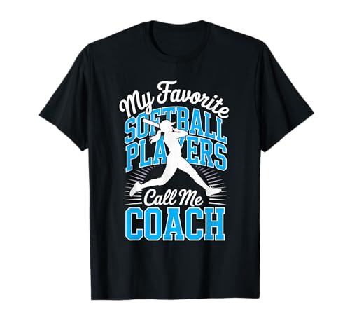 Mädchen Softball Coach My Favorite Softball Players Blau T-Shirt von Softball Tees NYC