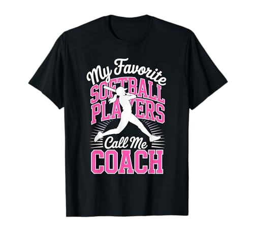Mädchen Softball Coach My Favorite Softball Players Hot Pink T-Shirt von Softball Tees NYC