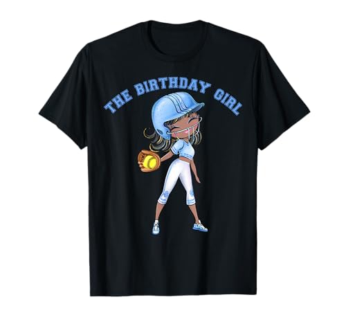 Softball Geburtstag Mädchen Party 6 7 8 9 10 11 12 13 14 15 Blau T-Shirt von Softball Tees NYC