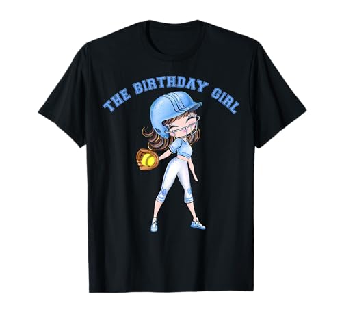 Softball Geburtstag Mädchen Party 6 7 8 9 10 11 12 13 14 15 Blau T-Shirt von Softball Tees NYC