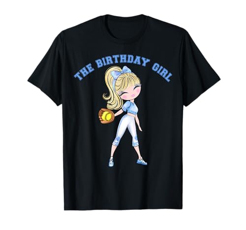 Softball Geburtstag Mädchen Party 6 7 8 9 10 11 12 13 14 15 Blau T-Shirt von Softball Tees NYC