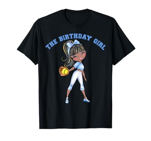 Softball Geburtstag Mädchen Party 6 7 8 9 10 11 12 13 14 15 Blau T-Shirt von Softball Tees NYC