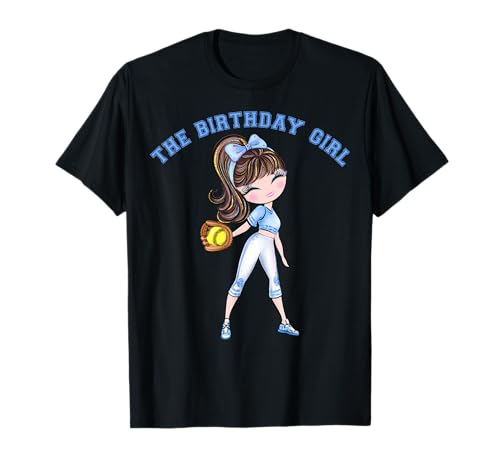 Softball Geburtstag Mädchen Party 6 7 8 9 10 11 12 13 14 15 Blau T-Shirt von Softball Tees NYC