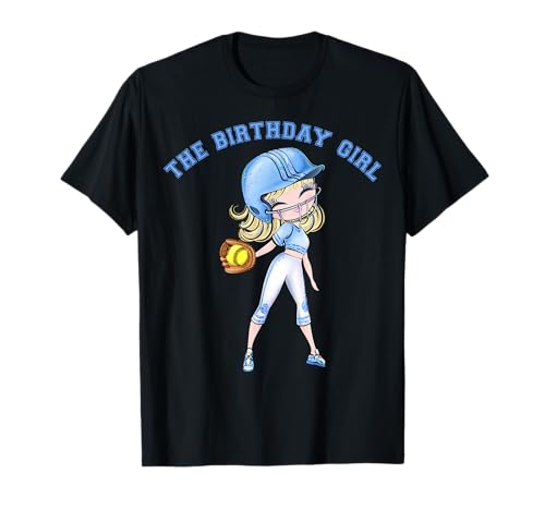 Softball Geburtstag Mädchen Party 6 7 8 9 10 11 12 13 14 15 Blau T-Shirt von Softball Tees NYC