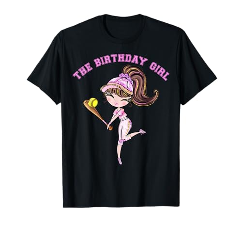 Softball Geburtstag Mädchen Party 6 7 8 9 10 11 12 13 14 15 Rosa T-Shirt von Softball Tees NYC