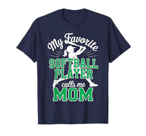 Softball Mama Favorite Softball Spieler Tochter Mama Grün T-Shirt von Softball Tees NYC