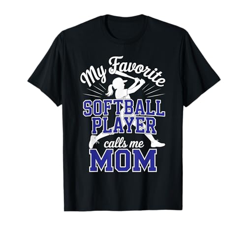 Softball-Mama Lieblings-Softball-Tochter Mama Marineblau T-Shirt von Softball Tees NYC