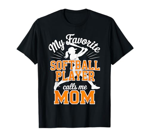 Softball-Mama Meine Lieblings-Softballspieler-Tochter Orange T-Shirt von Softball Tees NYC