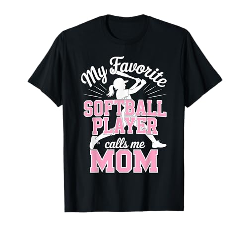 Softball-Mama Meine Lieblings-Softballspielerin Tochter Pink Team T-Shirt von Softball Tees NYC