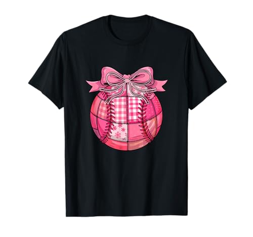 Softball Ball Floral Pink Color Bow Tie Girl Women Player T-Shirt von Softball Vacations Costume