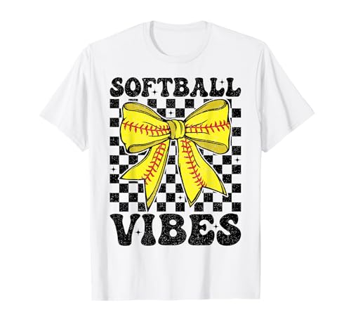 Softball Vibes Coquette Bow Softball Game Day Mädchen Frauen T-Shirt Softball Vibes Coquette Bow Softball Game Day Mädchen Frauen T-Shirt von Softball Vibes Softball Mom Girl