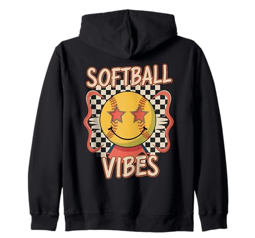Softball Vibes Retro Kariertes Mädchen Softball Jugend Team Kapuzenjacke von Softball Vibes Spaß Sport Spielerinnen Jugend