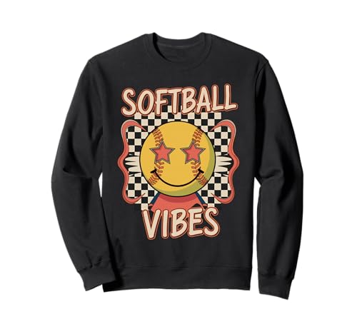 Softball Vibes Retro Kariertes Mädchen Softball Jugend Team Sweatshirt von Softball Vibes Spaß Sport Spielerinnen Jugend