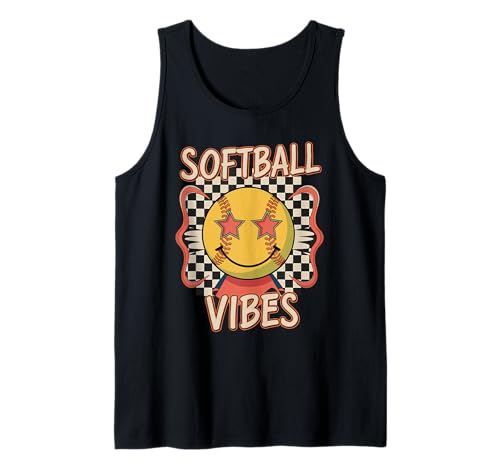 Softball Vibes Retro Kariertes Mädchen Softball Jugend Team Tank Top von Softball Vibes Spaß Sport Spielerinnen Jugend