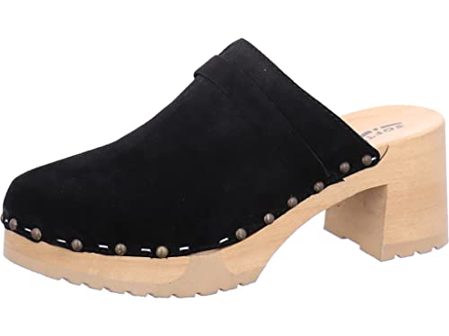 Softclox Clogs mit Holzboden Größe 37 EU Schwarz (schwarz) von Softclox