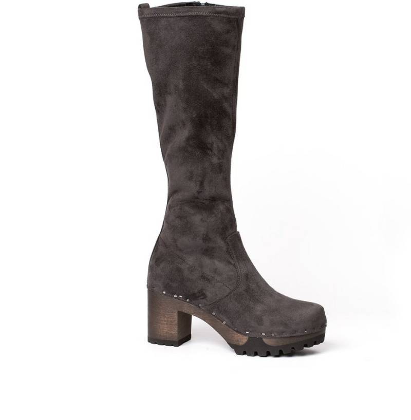 Softclox OLIVERA vegan Velourseffekt grau (dunkel), Winter, Holz, Clogs, Damen, Stiefel von Softclox