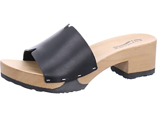 Softclox Pantolette mit Holzsohle Größe 42 EU Schwarz (schwarz) von Softclox