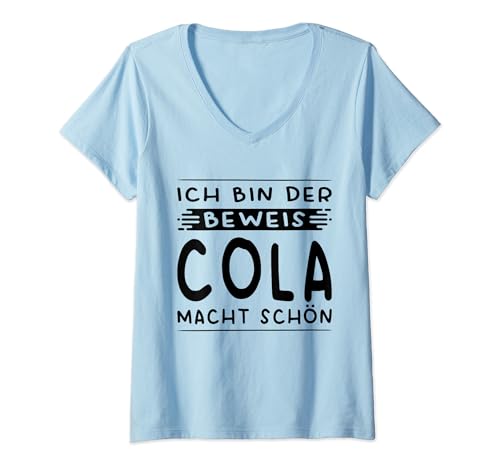 Damen Ich Bin Der Beweis Cola Macht Schön Ironie Sarkasmus T-Shirt mit V-Ausschnitt Damen Ich Bin Der Beweis Cola Macht Schön Ironie Sarkasmus T-Shirt mit V-Ausschnitt von Softdrink Liebhaber Geschenke Sprüche Fun Outfits