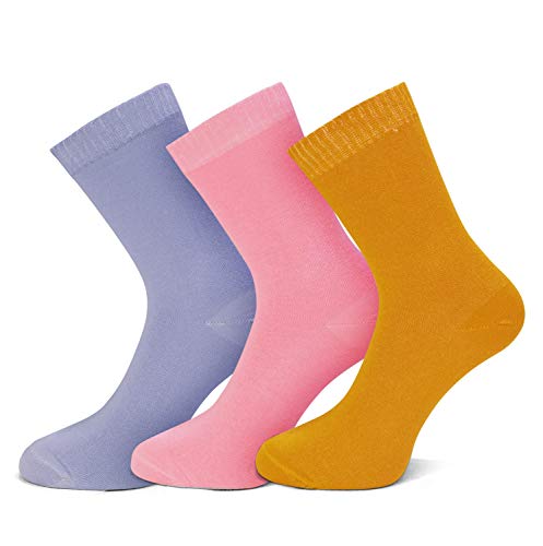 Softfabric Damensocken mit hohem Baumwollanteil, volle Länge, sanfter Griff, mit glatten Zehennähten, 3 Paar (SF-2393W) von Softfabric