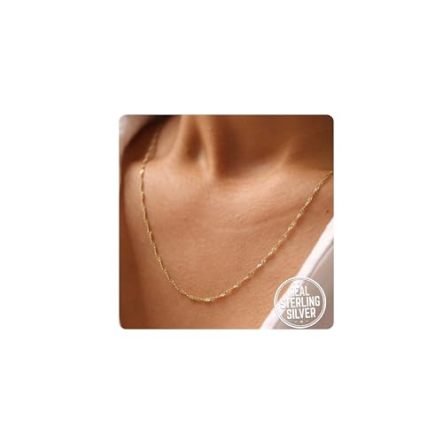 Singapur Twist Kette Silberkette Damen 925 ohne Anhänger Kette Silber 925/585 Vergoldetes Silber Halskette Silber Gold Frauen 925 Sterling Silber Kette Schmuck Geschenke 35CM-55CM Singapur Twist Kette Silberkette Damen 925 ohne Anhänger Kette Silber 925/585 Vergoldetes Silber Halskette Silber Gold Frauen 925 Sterling Silber Kette Schmuck Geschenke 35CM-55CM von HARJJME